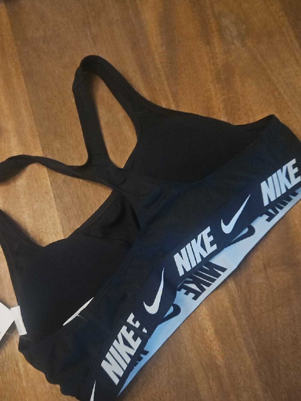 Nike Black Sports Bra with Branded Elastic Band X-large Razor Back - Picture 3 of 4